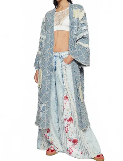 Pol Lace Denim Patches Jacket In Blue