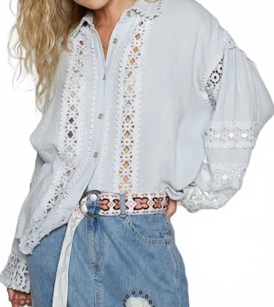 Pol Lace Inset Shirt In Blue