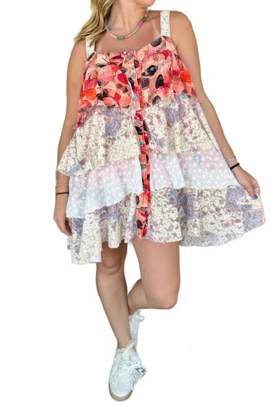 Pol Lace Layer Dress In Peach In Multi