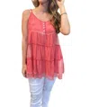 POL LACE TANK IN CORAL