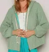 Pol Lennox Pearl Zip Up Sweater In Baby Herb In Multi