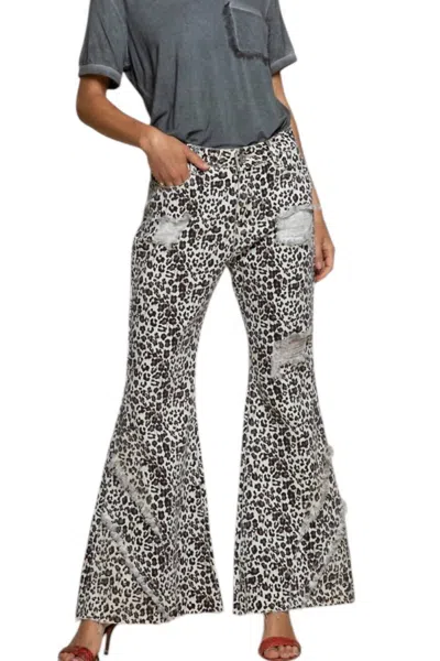 Pol Leopard Print Pants In Vintage Ivory In Multi