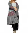 Pol Long Button Down Jacket In Black Stripe In Gray