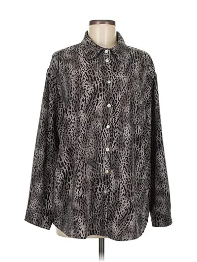 Pre-owned Pol Long Sleeve Blouse In Gray