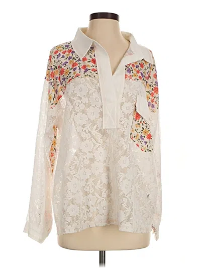 Pre-owned Pol Long Sleeve Blouse In Ivory