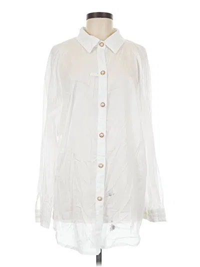 Pre-owned Pol Long Sleeve Blouse In White