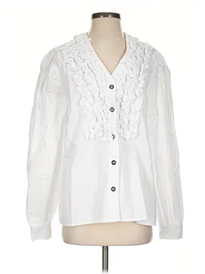 Pre-owned Pol Long Sleeve Blouse In White