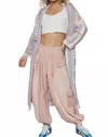 Pol Long Sleeve Crochet Cardigan In Pastel Multi In Multi