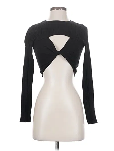 Pre-owned Pol Long Sleeve Top Black Keyhole Neckline Tops