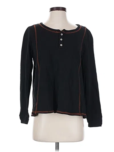 Pre-owned Pol Long Sleeve Top Black Keyhole Neckline Tops