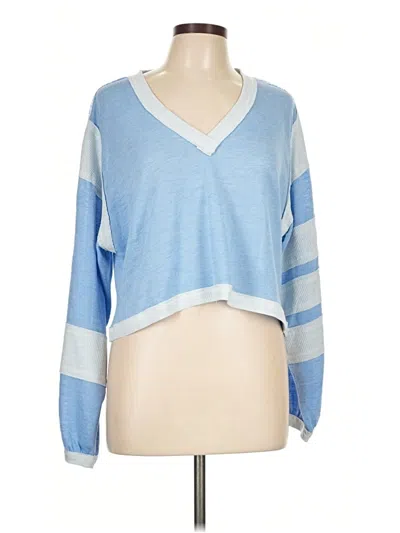 Pre-owned Pol Long Sleeve Top Blue V-neck Tops