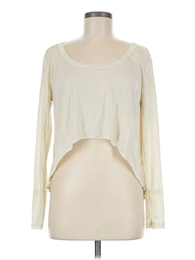 Pre-owned Pol Long Sleeve Top Ivory Scoop Neck Tops In White