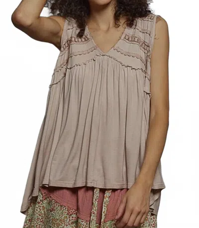 Pol Loose Fit Babydoll Top In Light Pink In Brown