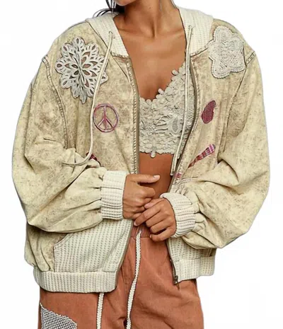 Pol Love And Peace Jacket In Dusty Choco In Multi