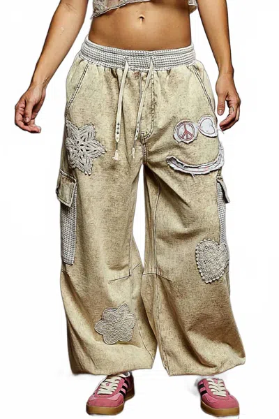 Pol Love And Peace Jogger Pants In Dusty Choco In Yellow