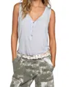 Pol Loving Soul Button Front Tank In Dove Grey In Multi