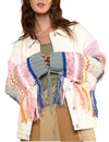 Pol Maxine Sweater Jacket In Off White Multi In Multi