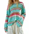 Pol Multi Stripe Sweater In Green
