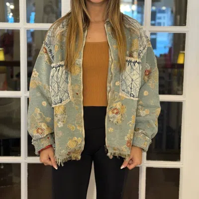 Pol Multi Woven Jacket In Mint In Green