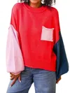 Pol One And Only Knit Sweater In Coral Red In Red
