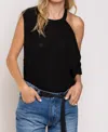 Pol One Shoulder Ribbed Top In Black In Black