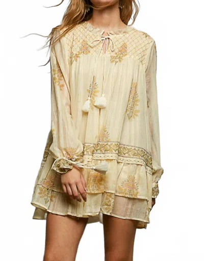 Pol Ophelia Tunic Dress In Yellow Sunshine In Multi