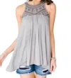 Pol Ornate Halter Tank In Grey In Grey