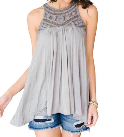 Pol Ornate Halter Tank In Grey