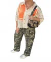 Pol Oversized Button Down Top In Creamsicle In Multi