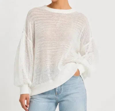 Pol Oversized Open Knit Mesh Sweater In Ivory In White