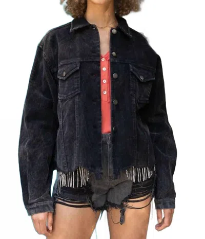 Pol Oversized Ribbed Shacket In Black