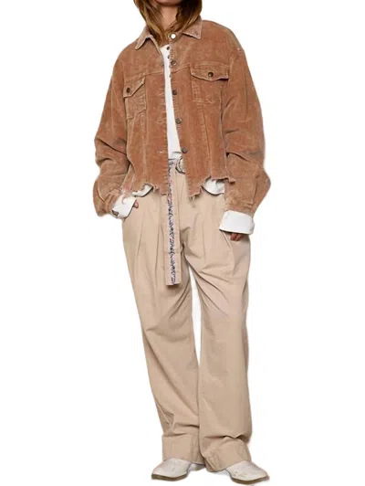 Pol Oversized Ribbed Shacket In Teddy Bear In Multi