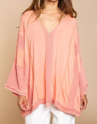 Pol Oversized Top In Coral Orange In Pink