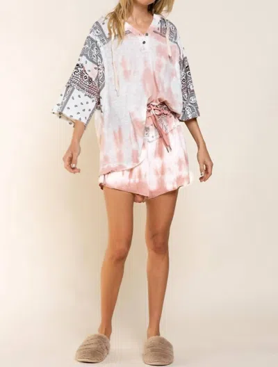 Pol Paisley Mixed Print Top In Pink/black In Multi