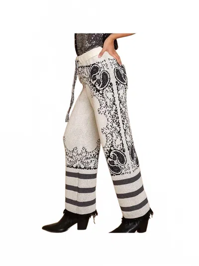 Pol Paisley Pattern Chenille Sweater Pants In Cream In White