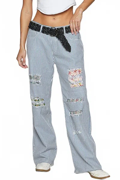 Pol Patchwork Denim Jeans In Light Denim In Blue
