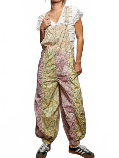 Pol Patchwork Floral Overall In Rose Lemon In Green