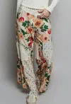 Pol Patchwork Floral Woven Pants In Multi