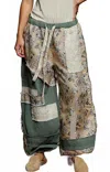 Pol Patchwork Jogger Pants In Seafoam Green In Multi
