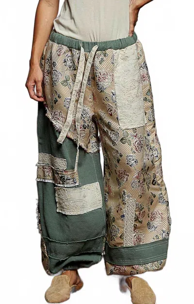 Pol Patchwork Jogger Pants In Seafoam Green In Multi