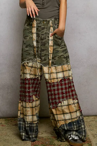 Pol Patriot Patched Pants In Camouflage Multi In Green