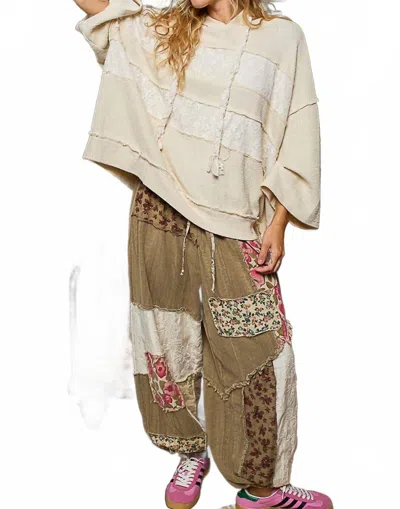Pol Paulie 3/4 Sleeve Hoodie In Cream/ivory In Multi