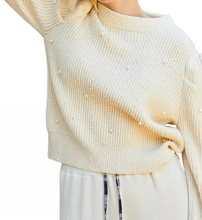 Pol Pearl Detail Sweater In Vanilla Cream In Neutral