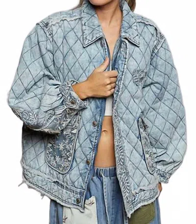 Pol Quilted Twill Jacket In Denim In Blue