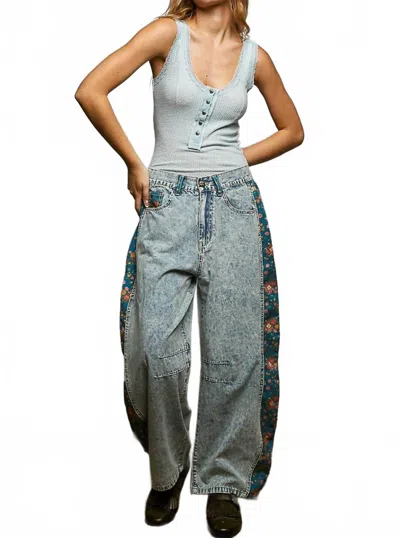 Pol Ribbed Knit Lace Trim Sleeveless Top In Powder Blue In Gray