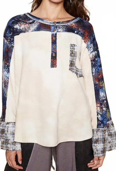 Pol Riley Boho Top In Beige Multi In Neutral