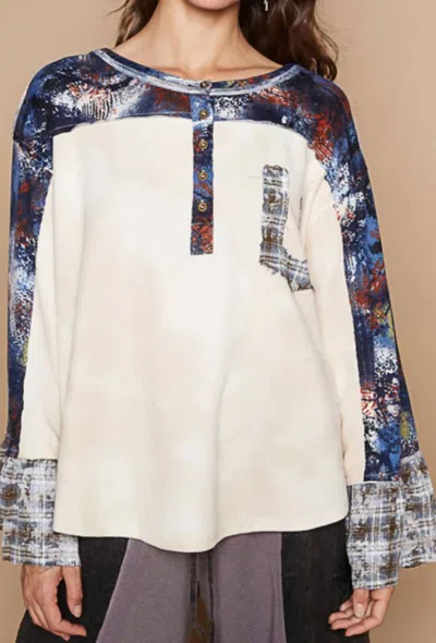Pol Riley Ruffle Sleeve Top In Beige