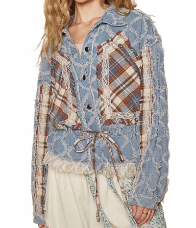Pol Road Trip Jacket In Pale Blue In Multi