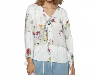 Pol Ruffle Floral Top In White In Multi