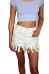 Pol Sequin Front Pocket Fringe Shorts In White In White